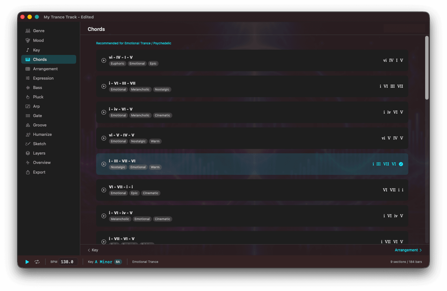 Chord progression library