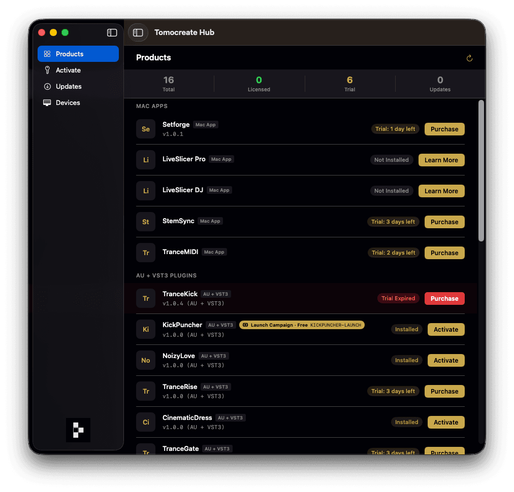 Tomocreate Hub — Products
