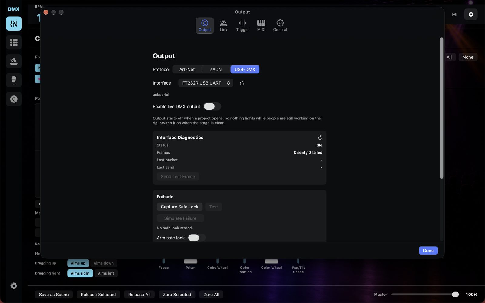 Output: USB-DMX, Art-Net or sACN